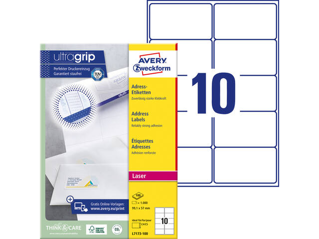 Etiket Avery L7173 99.1x57mm wit 1000st