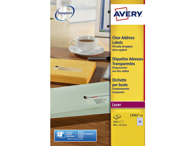 Etiket Avery L7551-25 38.1x21.1mm tr 1625st