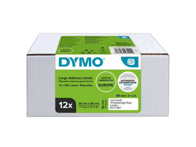 Etiket Dymo LabelWriter adressering 36x89 12st wit