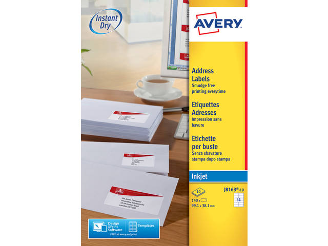 Etiket Avery J8163-10 99.1x38.1mm wit 140st