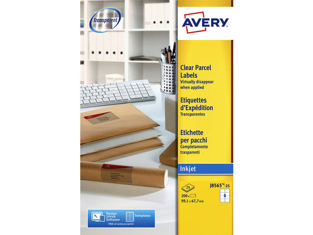 Etiket Avery J8565-25 99.1x67.7mm tr 200st