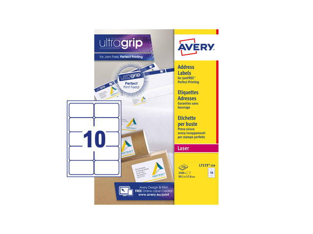 Etiket Avery L7173-250 99.1x57mm wit 2500st
