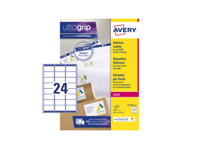 Etiket Avery L7159-40 63.5x33.9mm wit 960st