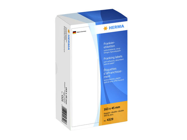 Frankeeretiket HERMA 4329 dubbel 163x45mm 500st