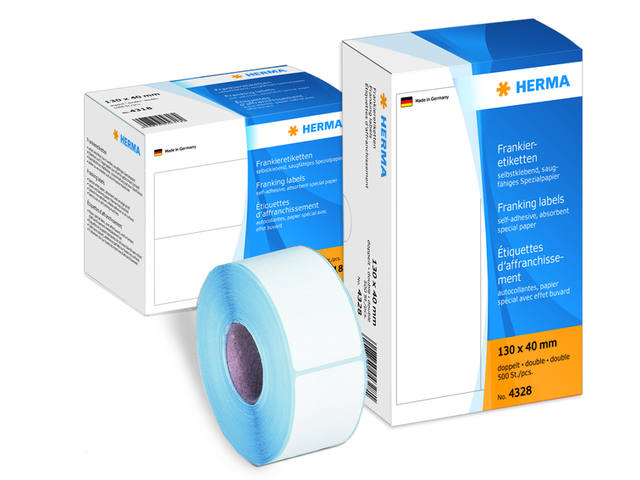 Frankeeretiket HERMA 4329 dubbel 163x45mm 500st