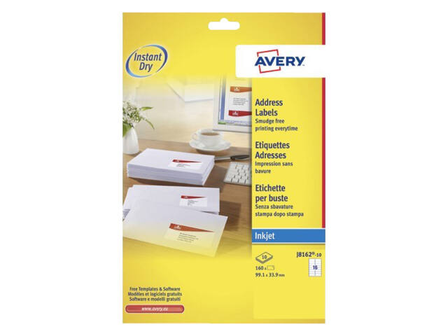 Etiket Avery J8162-10 99.1x33.9mm wit 160st