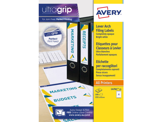 Rugetiket Avery breed 61x192mm zelfklevend wit