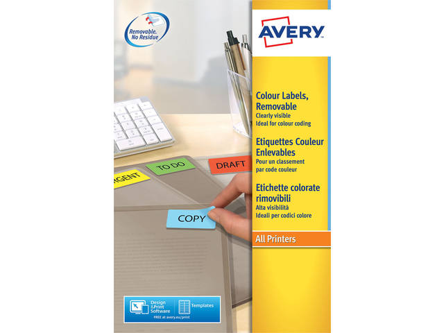 Etiket Avery L6041-20 45.7x21.2mm geel 960st