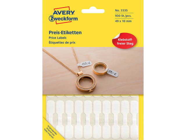 Etiket Avery 3335 49x10mm wit 924st