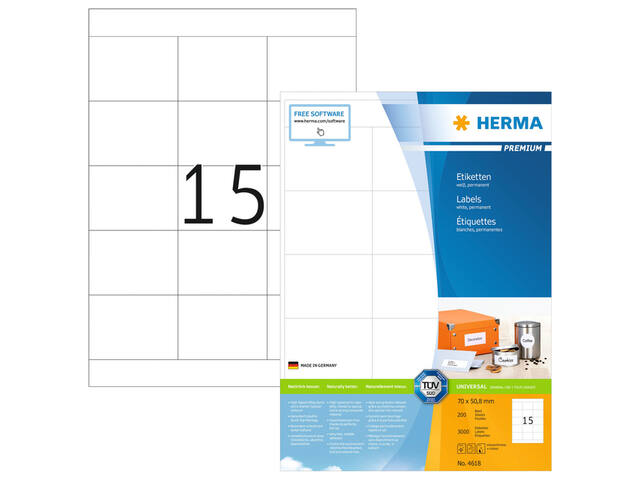 Etiket HERMA 4618 70x50.8mm premium wit 3000st