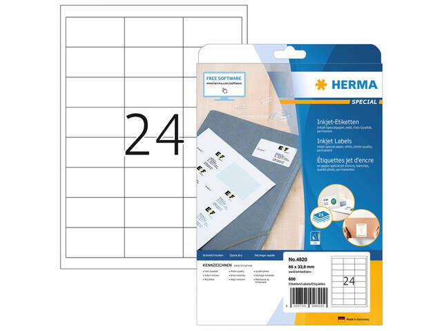 Etiket HERMA 4820 66x33.8mm wit 600st