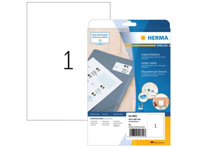 Etiket HERMA 4824 210x297mm wit 25st