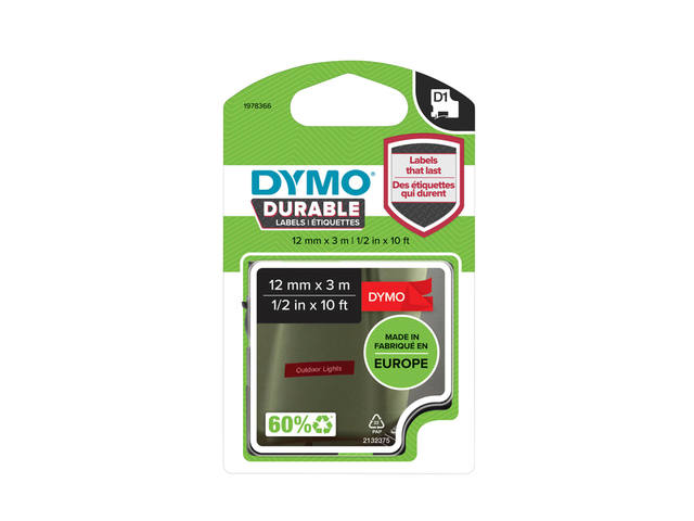 Labeltape Dymo LabelManager D1 polyester 12mm rood