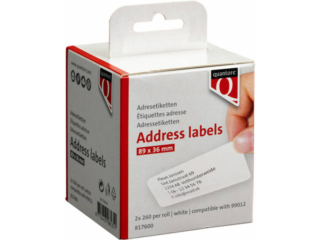 Label Etiket Quantore 99012 36x89mm adres wt