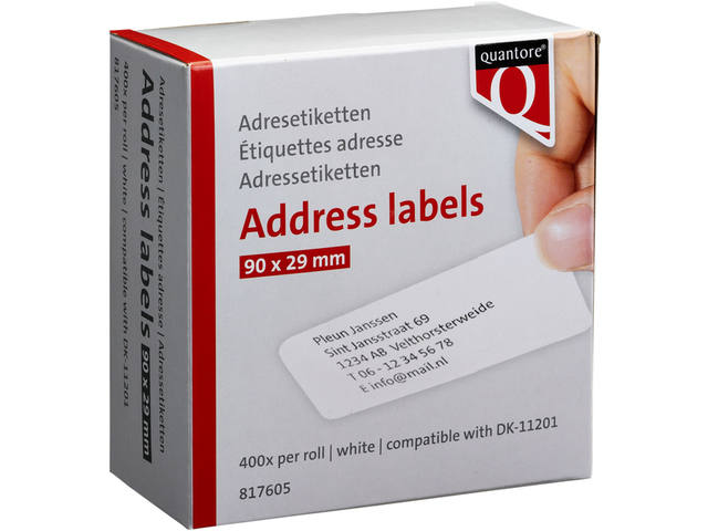 Label Etiket Quantore Dk-11201 29mmx90mm adres wt