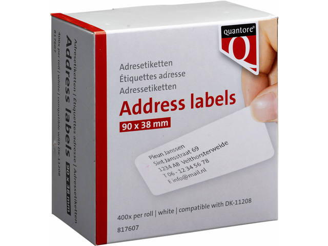 Label Etiket Quantore Dk-11208 38mmx90mm adres wt