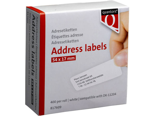 Labeletiket Quantore DK-11204 17mmx54mm wt 400st