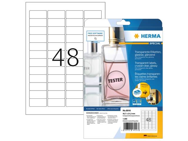 Etiket HERMA 8016 45.7x21.2mm transparant 1200st