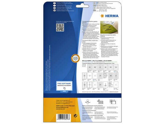 Etiket HERMA 8016 45.7x21.2mm transparant 1200st