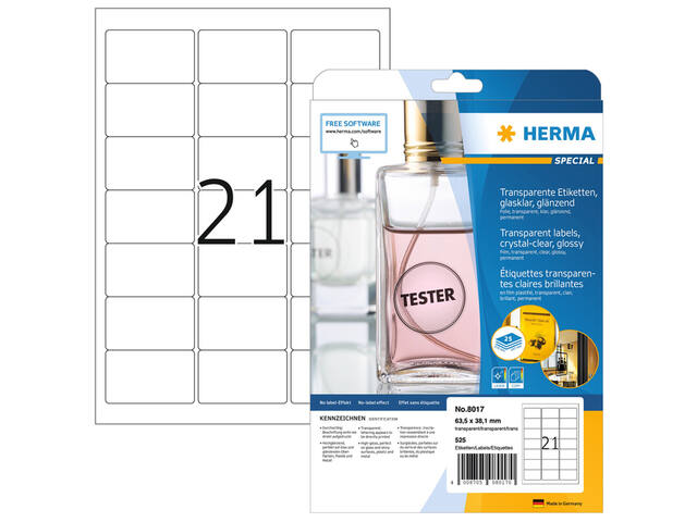 Etiket HERMA 8017 63.5x38.1mm transparant 525st