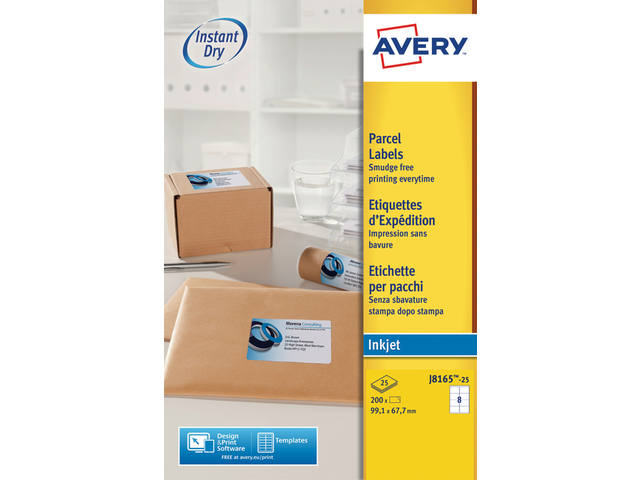 Etiket Avery J8165-25 99.1x67.7mm wit 200st