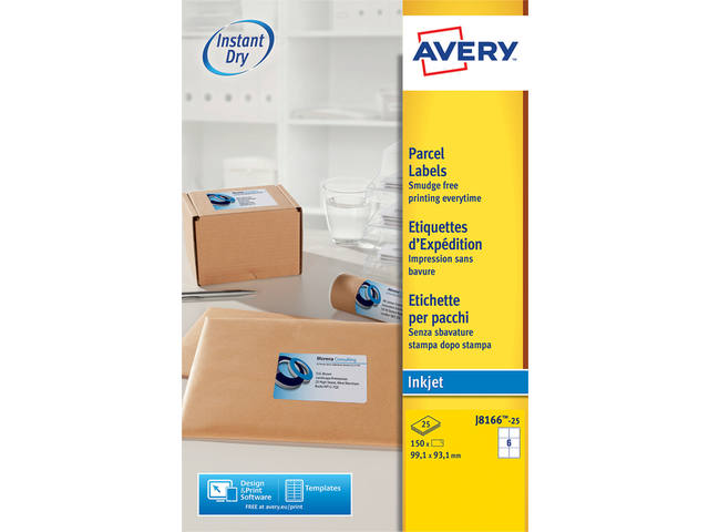 Etiket Avery J8166-25 99.1x93.1mm wit 150st