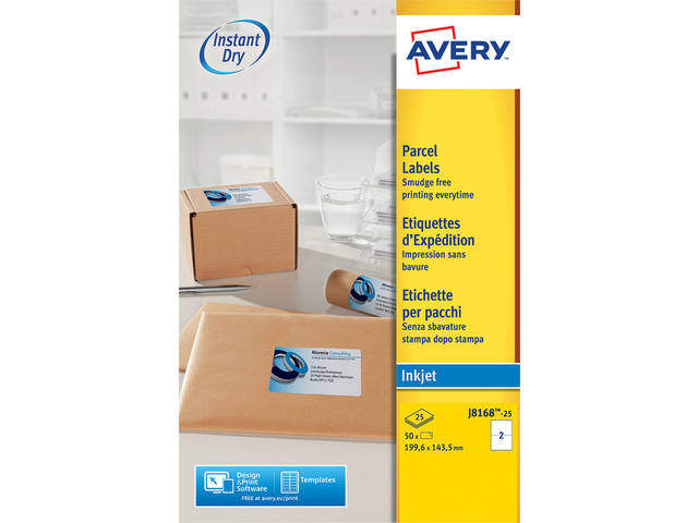 Etiket Avery J8168-25 199.6x143.5mm wit 50st