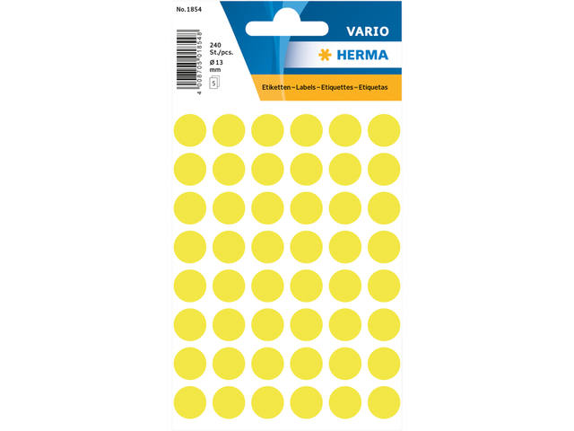 Etiket HERMA 1854 rond 12mm fluor geel 240st