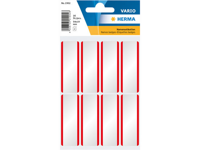 Naambadge etiket HERMA 1902 54x19mm wit rood 16st