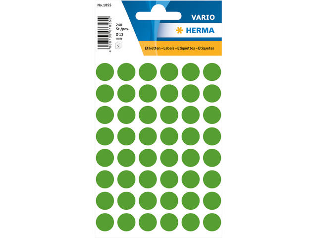 Etiket HERMA 1855 rond 13mm donkergroen 240st