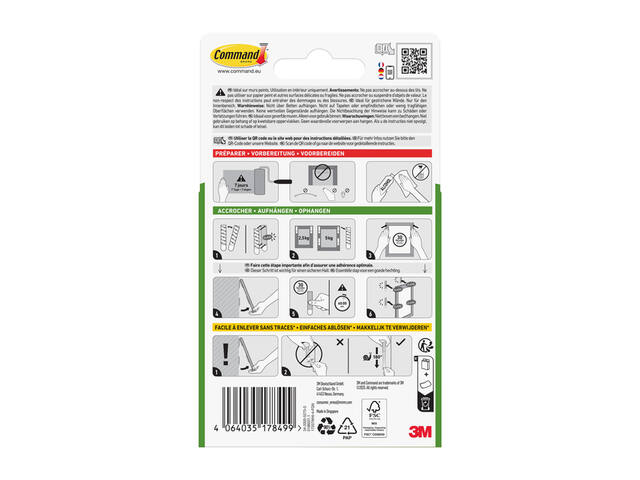 Bevestigingsstrip Command klik vast smal 5.4kg wt