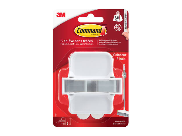 Bezemhouder Command incl bevestigingsstrip wit