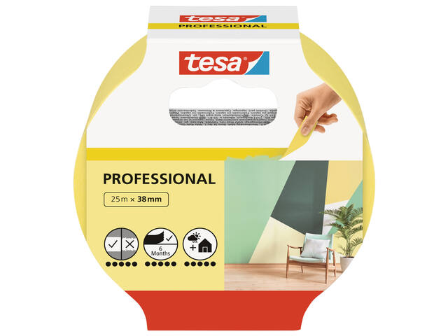Afplaktape tesa Prof 25mx38mm geel