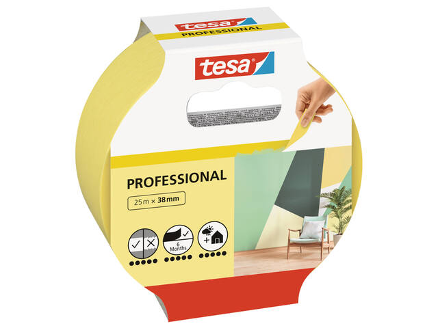Afplaktape tesa Prof 25mx38mm geel