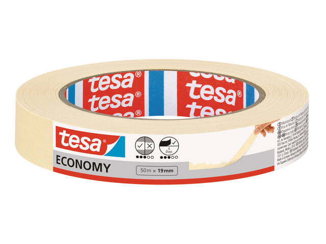 Afplaktape tesa Economy 50mx19mm geel