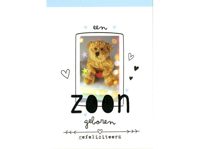 Wenskaart Paperclip geboorte zoon 6 stuks