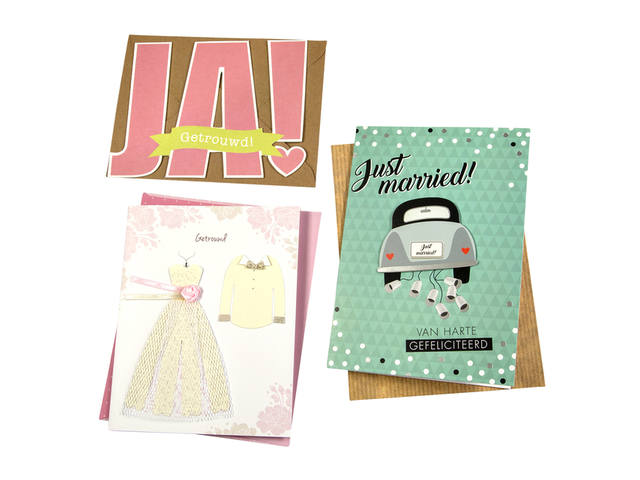 Wenskaart Paperclip huwelijk 6 stuks