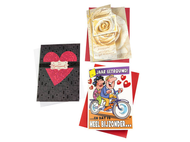 Wenskaart Paperclip huwelijksjubileum 6 stuks