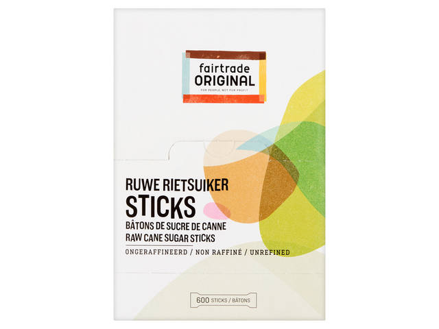 Rietsuikersticks Fairtrade Original 600 stuks