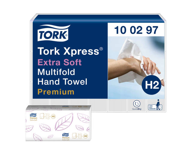 Handdoek Tork H2 Premium 2laags 212x340mm 100297