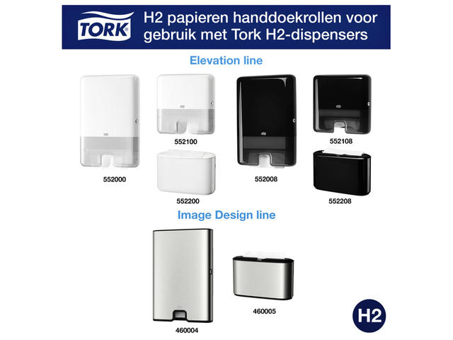 Handdoek Tork H2 Premium 2laags 212x340mm 100288