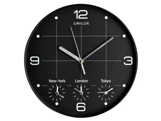 Wandklok Unilux On Time dia 30.5cm zwart/wit