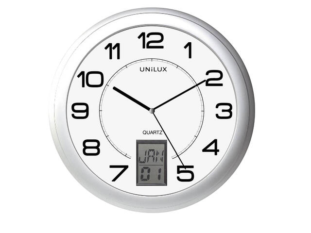 Wandklok Unilux Instinct dia 30.5cm zilvergrijs/wt