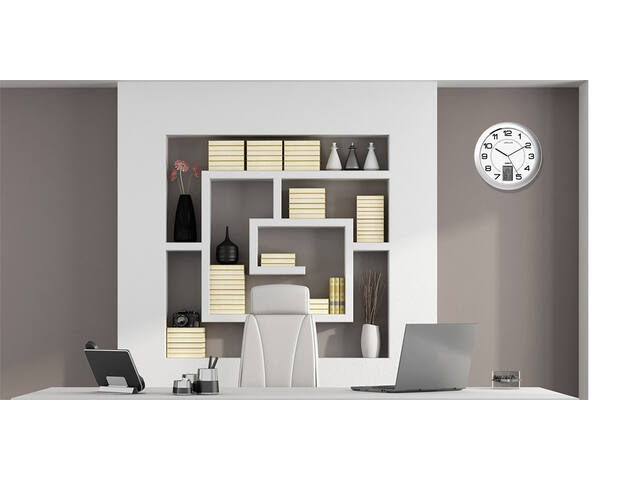 Wandklok Unilux Instinct dia 30.5cm zilvergrijs/wt