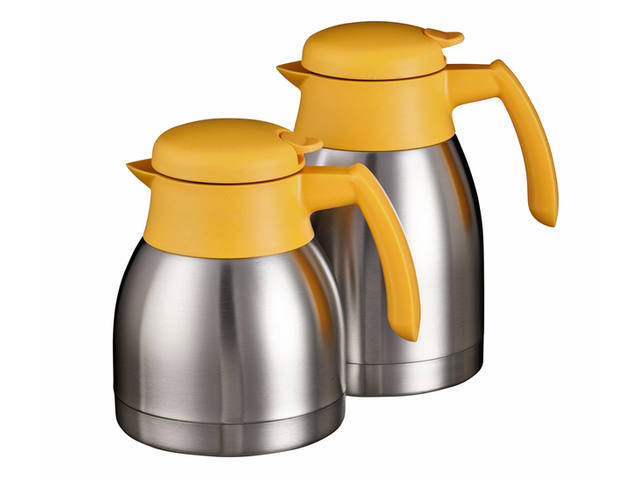 Thermoskan Bravilor dubbelwandig 1 liter RVS geel