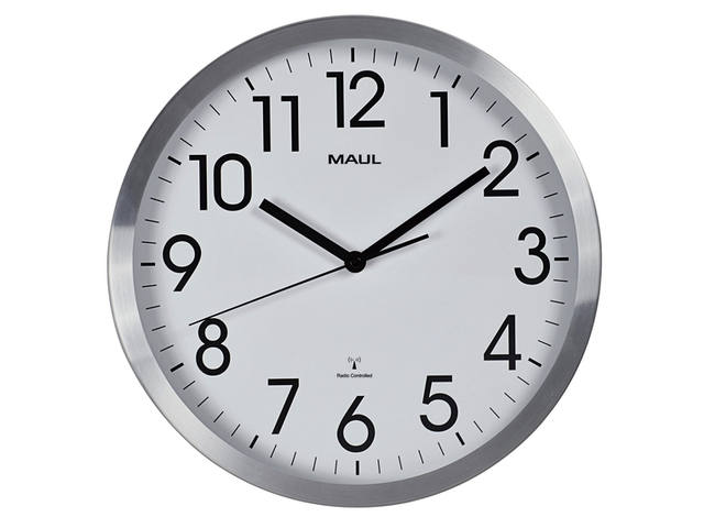 Wandklok MAUL Move RC 305x45mm alu wt batterij