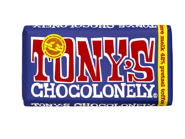 Chocolade Tony Chocolonely donker melk pretzel tof