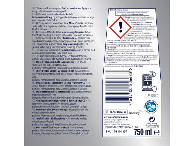 Schuurmiddel Cif cream 750ml