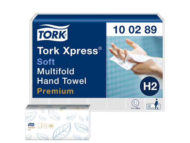 Handdoek Tork H2 Premium 2laags 212x255mm wit