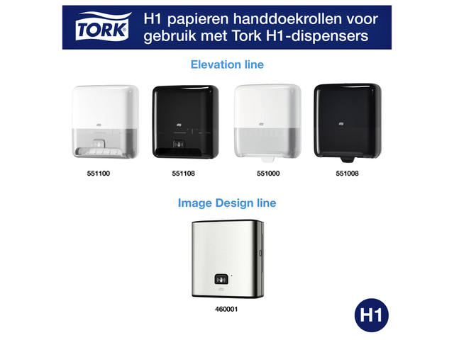 Handdoekrol Tork H1 Advanced 2laags 150m wit